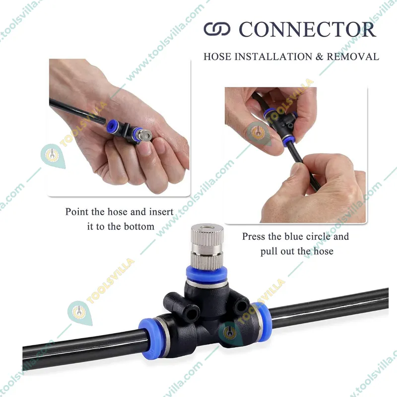 Misting Cooling Kit 10Mtr Pipe, 6mm Atomization Mist Nozzles with Tee Connector & Pipe Cutter 