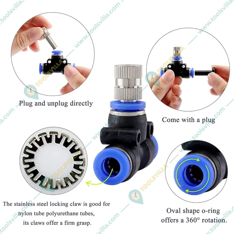 Misting Cooling Kit 10Mtr Pipe, 6mm Atomization Mist Nozzles with Tee Connector & Pipe Cutter 