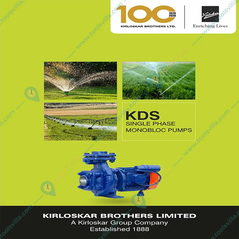Kirloskar 2 HP Single Phase Centrifugal Monoblock Pump, 12m Max. Head, 45000 LPH, 80x80 mm (KDS-213) - 1 Year Warranty