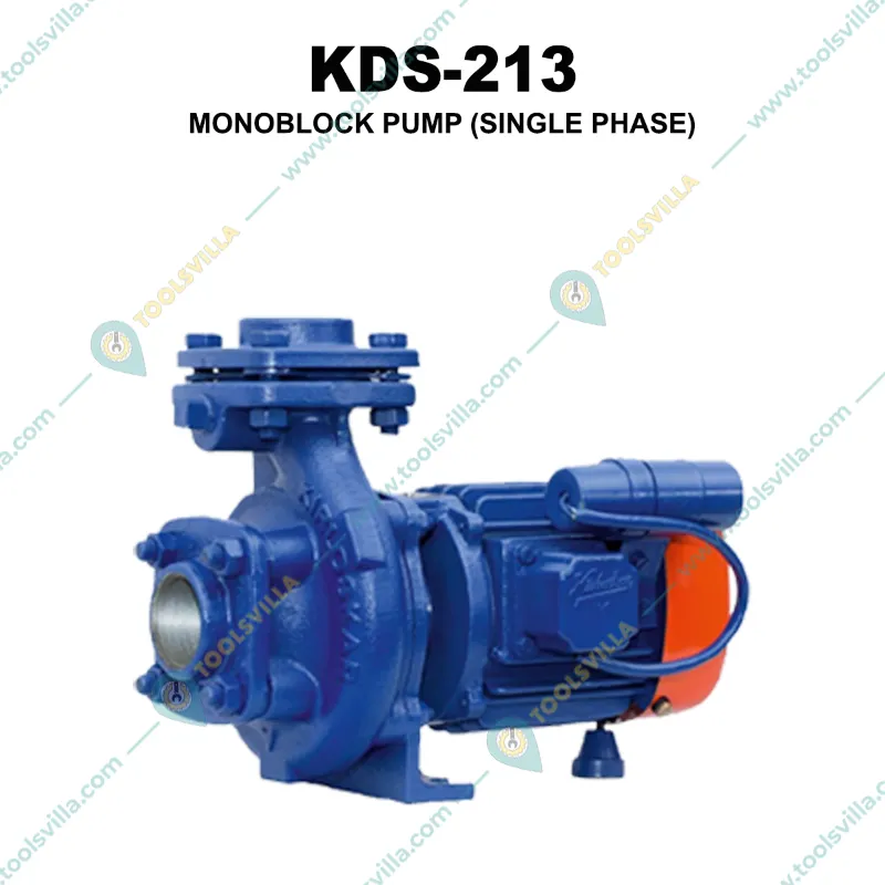 Kirloskar 2 HP Single Phase Centrifugal Monoblock Pump, 12m Max. Head, 45000 LPH, 80x80 mm (KDS-213) - 1 Year Warranty