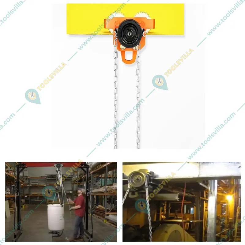 Globe 3 Ton Manual Monorail Travelling Trolley With 4.5 Meter & 5 mm Hand Chain-12 Month Warranty