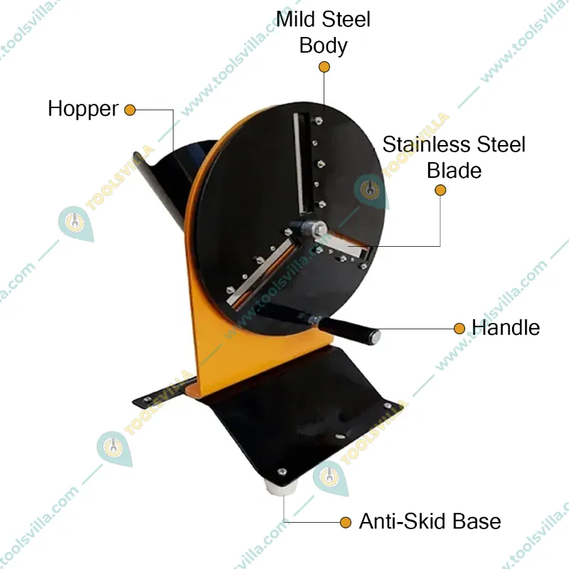 Hand Operated MS Body 3 Blades Wafer Maker Tabletop Vegetable Slicer Machine with Adjustable Cutting Thickness. 