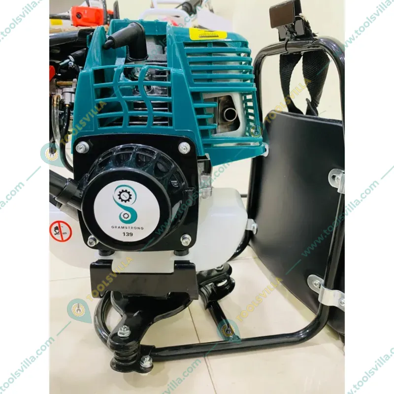 GRAMSTRONG 4 Stroke Grass Cutter With 5  Attachments of Chainsaw, Cross Tiller, 3T Blade, TCT Blade, Nylon Trimmer
