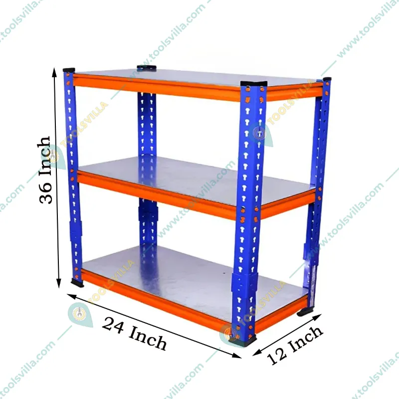 Blueboy 36x 24 x 12 Inch 3 GI Shelves Boltless Adjustable Multipurpose Rack 