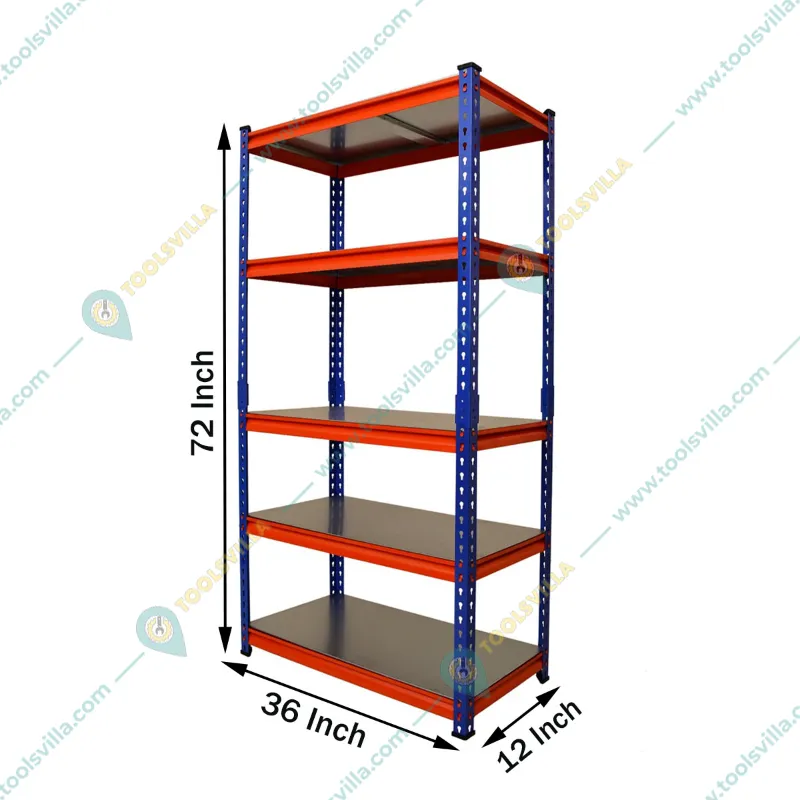 Blueboy 72 x 36 x 12 Inches 5 GI Shelves Boltless Adjustable Multipurpose Storage Rack (Red and Blue) 