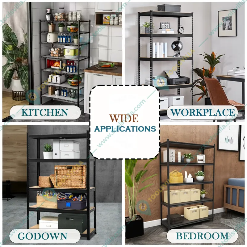 ALIJA 72 x 33 x 12 Inches 6 Shelves Multipurpose Storage Rack With Accessories (Color-Black,Gauge-24)