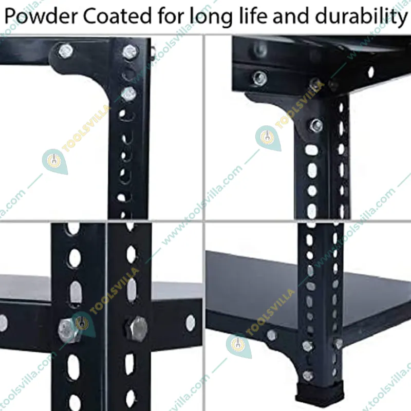 ALIJA 72 x 33 x 12 Inches 6 Shelves Multipurpose Storage Rack With Accessories (Color-Black,Gauge-24)