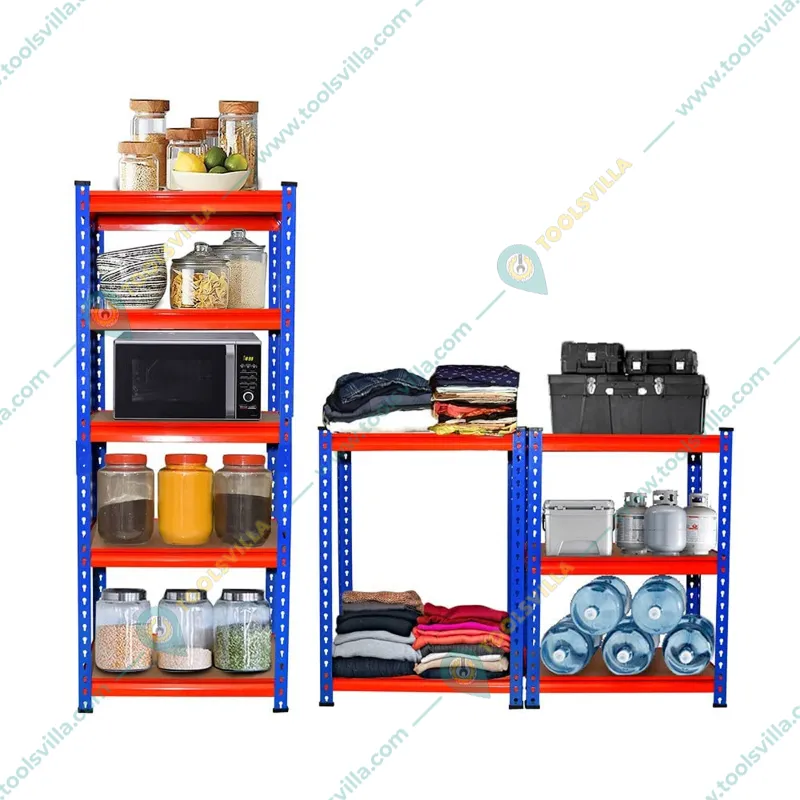Blueboy 72 x 36 x 24 Inches 5 GI Shelves Boltless Adjustable Multipurpose Storage Rack (Red and Blue)