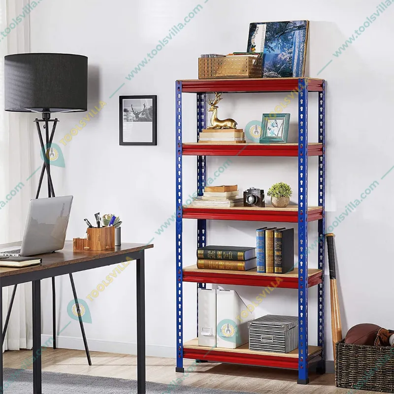 Blueboy 72 x 36 x 24 Inches 5 GI Shelves Boltless Adjustable Multipurpose Storage Rack (Red and Blue)