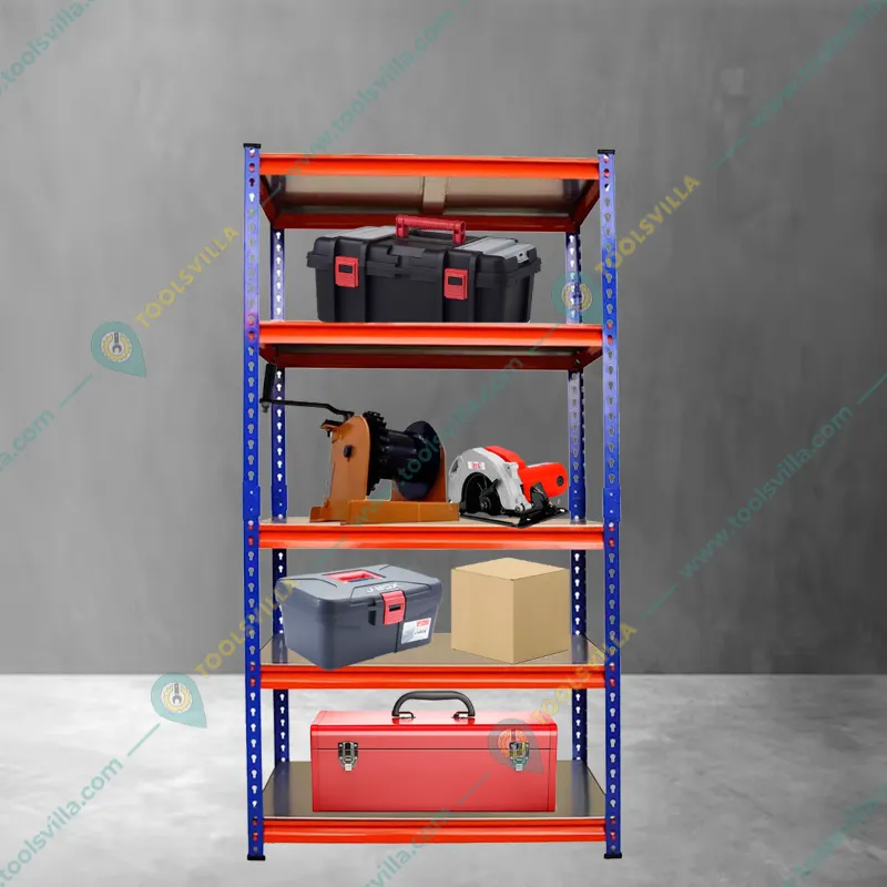 Blueboy 72 x 36 x 24 Inches 5 GI Shelves Boltless Adjustable Multipurpose Storage Rack (Red and Blue)