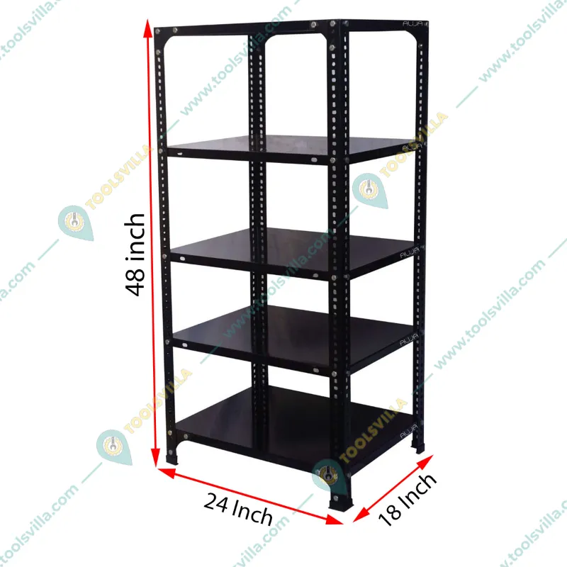 Alija 48 x 24 x 18 Inch 5 Shelves 100-120 kg Per Shelf Load Capacity Multipurpose Storage Rack (20 Gauge Shelves & 14 Gauge Angle)