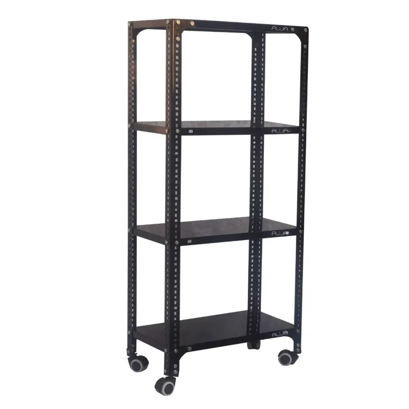 Alija 48 x 23 x 12 Inch 4 Shelves Black Color Multipurpose Storage Rack With Caster Wheel (22 Gauge Shelves & 16 Gauge Angle)