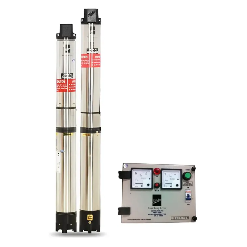 Kirloskar 1.5HP 14 Stage(4 inch) 1Ph Water Cooled Submersible Pump With CP, 358ft Head-1.6 Year Warranty(NEO 60-1514 CP)