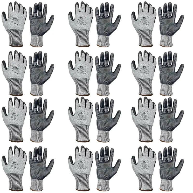 Delight 12 Pair Nitrile Cut Level 5 Safety Gloves (MCL5-SN)(Size-Medium)