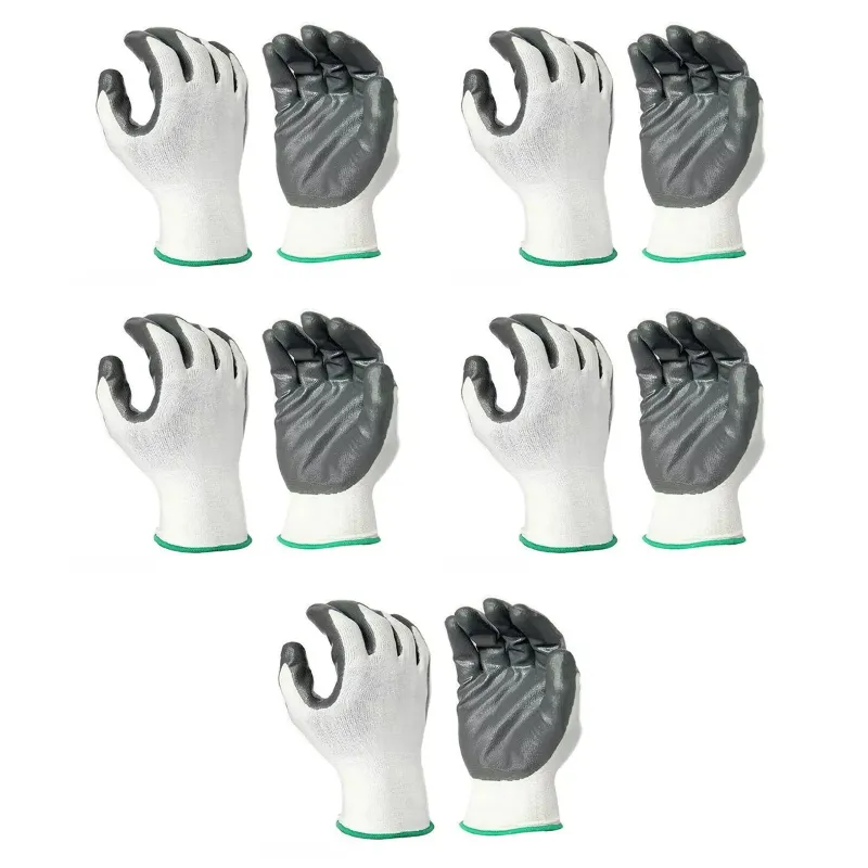 SIA Free Size Nylon Cut Resistant Safety Hand Gloves Grey White(Pack-5)