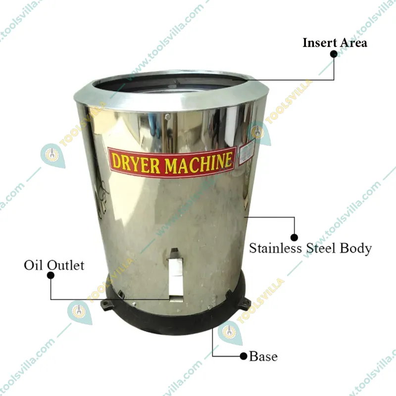 Commercial Stainless Steel Oil Dryer Machine with 1 HP Motor 