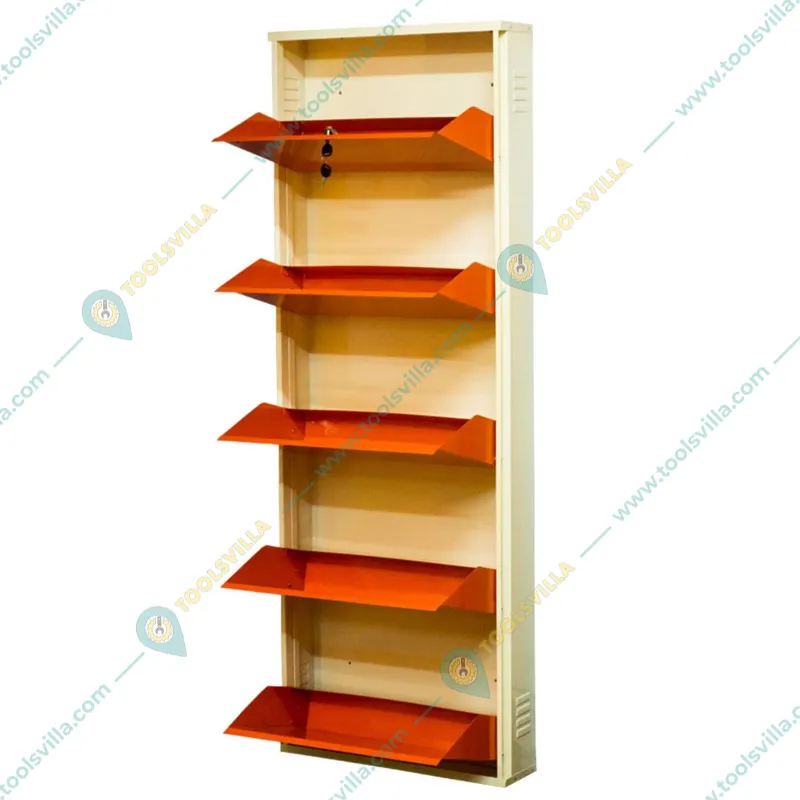 Expert 5.57 x 2.31 x 1 Feet 5 Shelves Wall Mounted Shoe Rack (Orange & Ivory Color)
