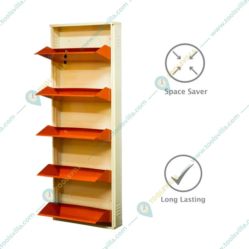 Expert 5.57 x 2.31 x 1 Feet 5 Shelves Wall Mounted Shoe Rack (Orange & Ivory Color)