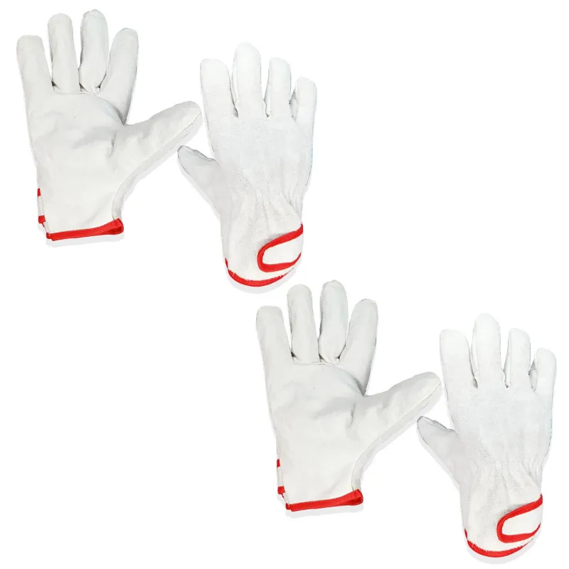  Split Leather Red & White Welding Safety Gloves (Size-M )(Pack of - 2 )
