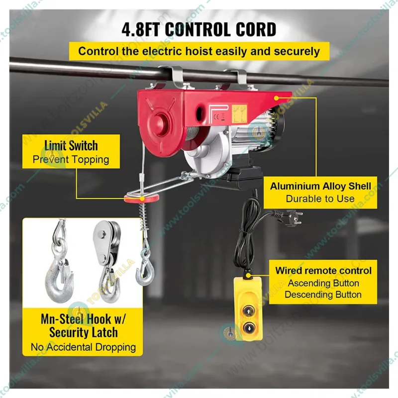 HT PA 1000 Electric Hoist With 2.5 HP Copper Winding Motor, 20 Meter & 8 mm Wire Rope
