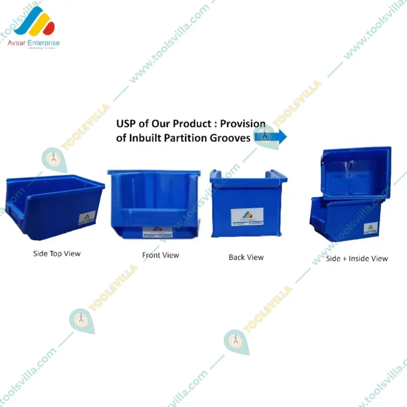 Avsar 170 x 115 x 75 mm FPO Blue Storage Bin, Premium HDPE Material (Bin-5) - Pack of  32