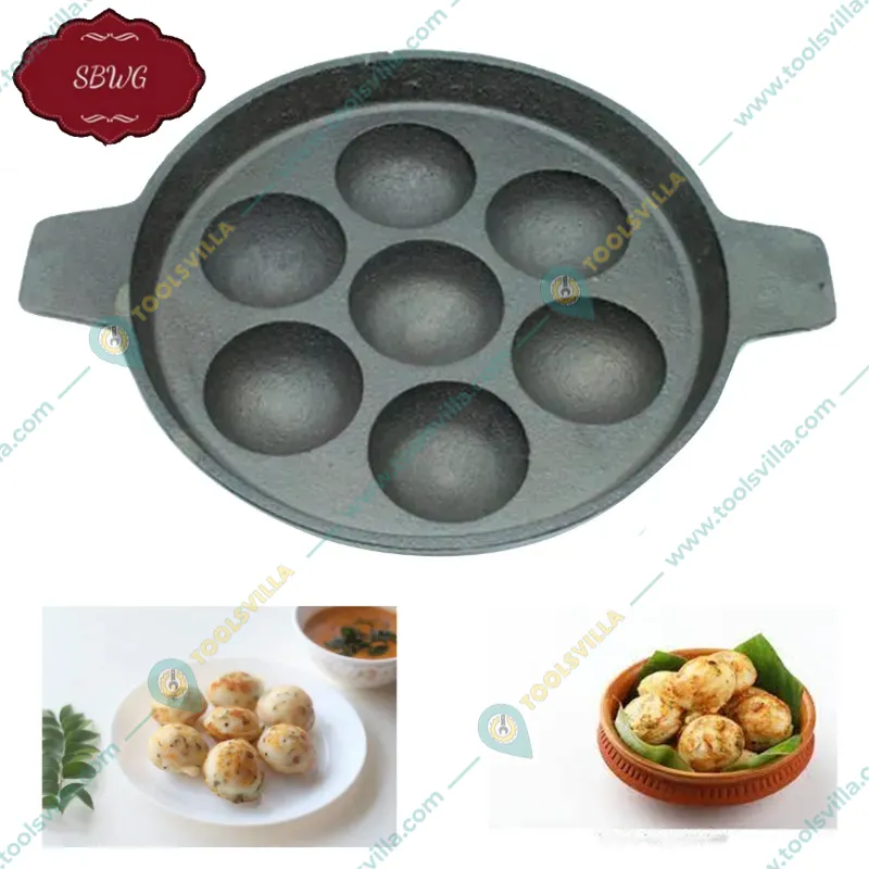 SBWG Semi-Commercial Gas Operated 7 Mould Round Shaped Paniyaram Pan 