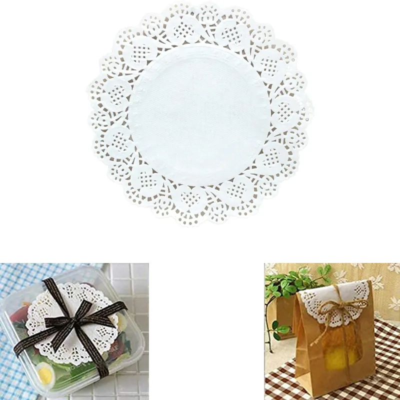 100 Pcs, 8.5 Inch White Lace Paper Doilies for Cake Decoration, Wedding & Party