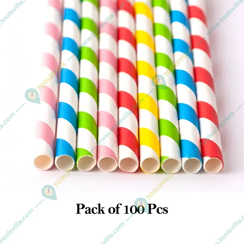 POCHEON 100 Pcs 8 Inch Disposable Paper Drinking Straws for Parties, Cocktails and Weddings
