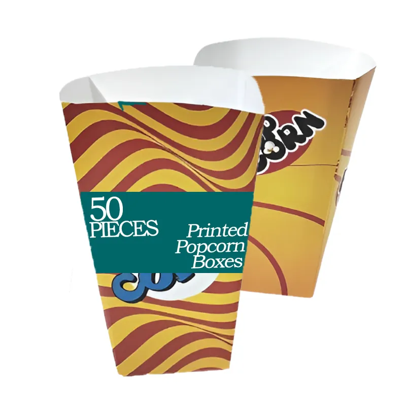 POCHEON 50 Pcs Printed Popcorn Boxes for Birthday, Cinema & Takeaway 