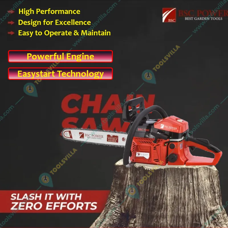 BSC Power 7200, 72-cc Petrol Chainsaw with 22 inch Guide Bar for Landscaping, Wood Logging/Cutting and Tree Felling