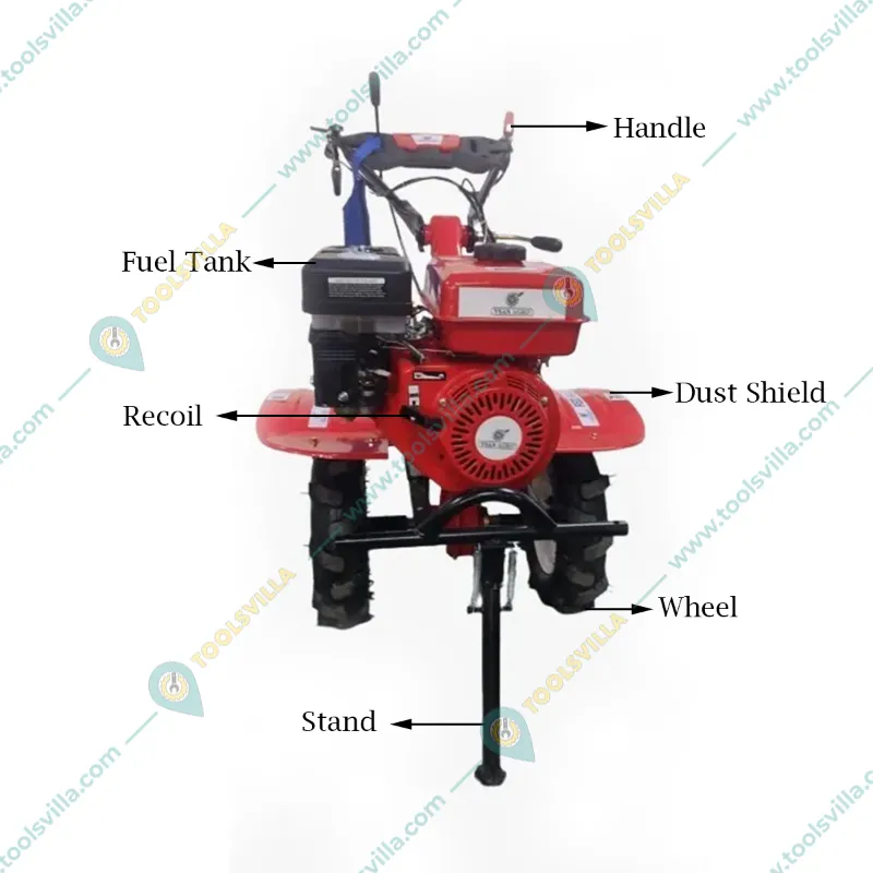 VSAN Agro Red Bull 3.0, 7HP 212CC 4-Stroke Petrol Power Tiller with Attachments