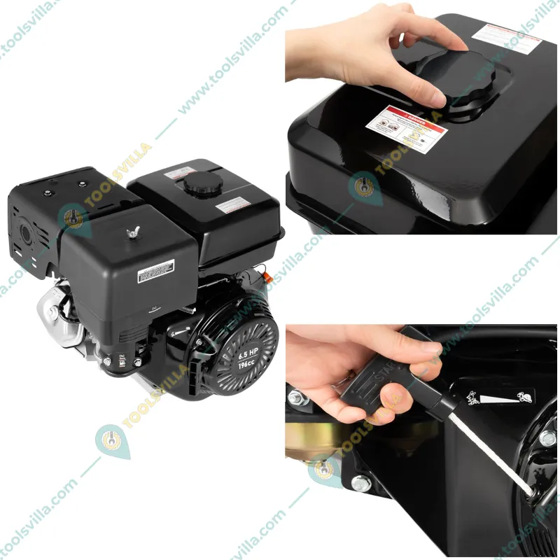 Heavy Duty 196CC 6.5 HP 4 Stroke Single Cylinder Air Cooled Recoil Start Petrol Engine With Accessories, 3.6L Fuel Tank