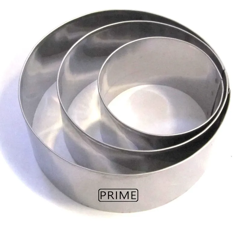 Prime Bakers and Moulders 3,4 & 5 inch SS Pizza Base Cutter/ Cut Outs Rings Set