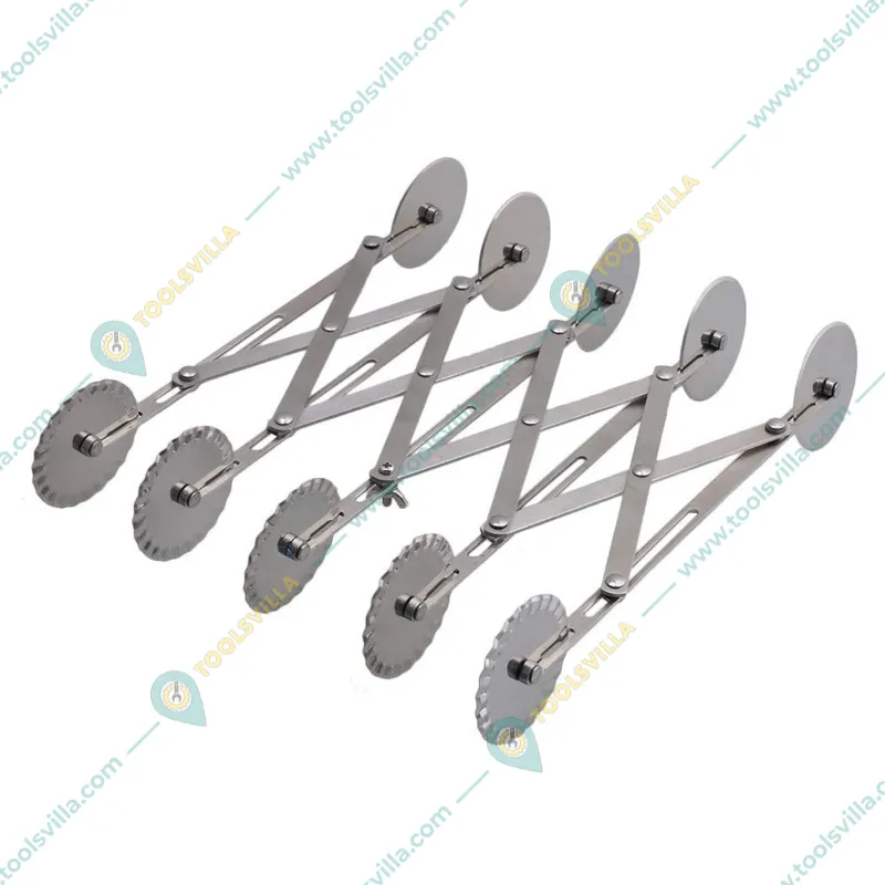 Stainless Steel Expandable 10 Wheel Pastry Cutter for Pastry,Pizza, Pasta, Cakes & Cookies (Double Side 5 Wheel) 