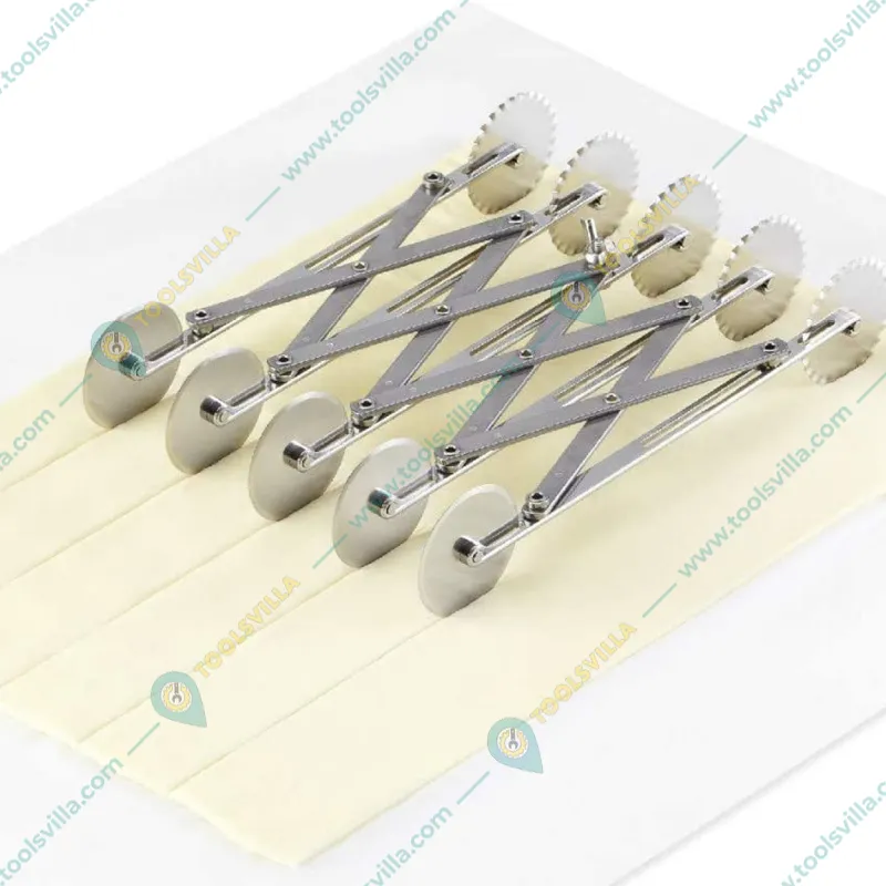 Stainless Steel Expandable 10 Wheel Pastry Cutter for Pastry,Pizza, Pasta, Cakes & Cookies (Double Side 5 Wheel) 