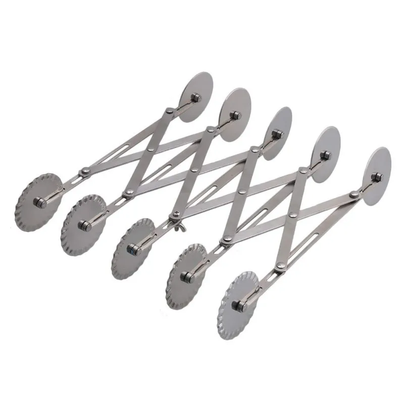 Stainless Steel Expandable 10 Wheel Pastry Cutter for Pastry,Pizza, Pasta, Cakes & Cookies (Double Side 5 Wheel) 