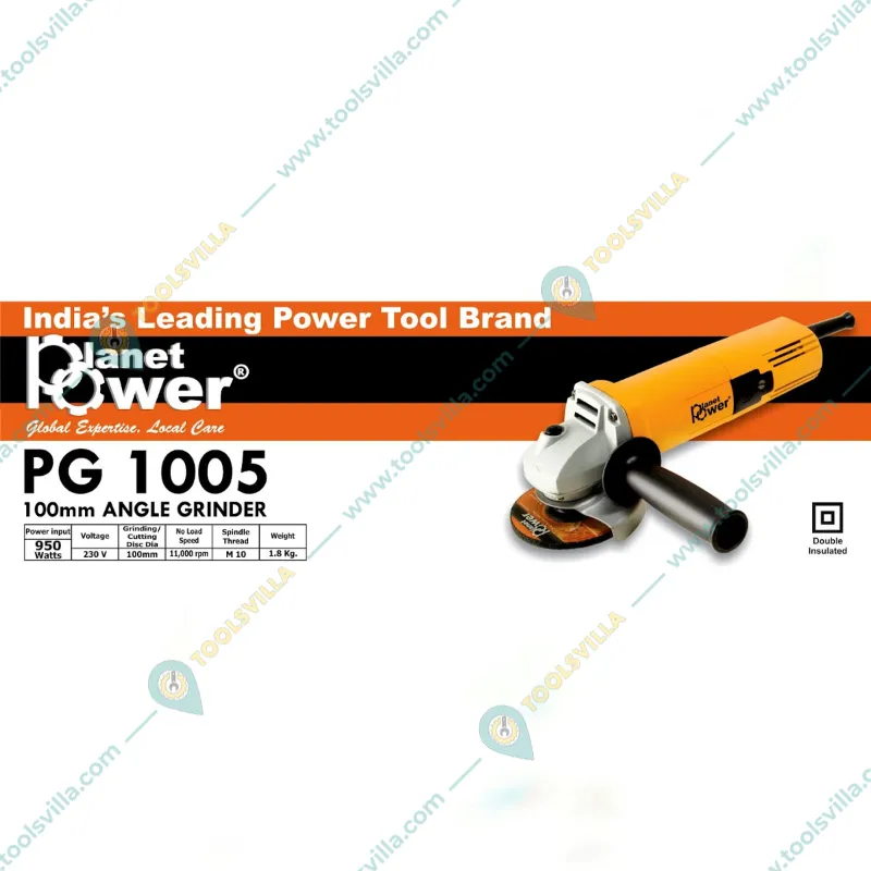 Planet Power 100 mm 950 Watt Angle Grinder, 11000 RPM (PG 1005)