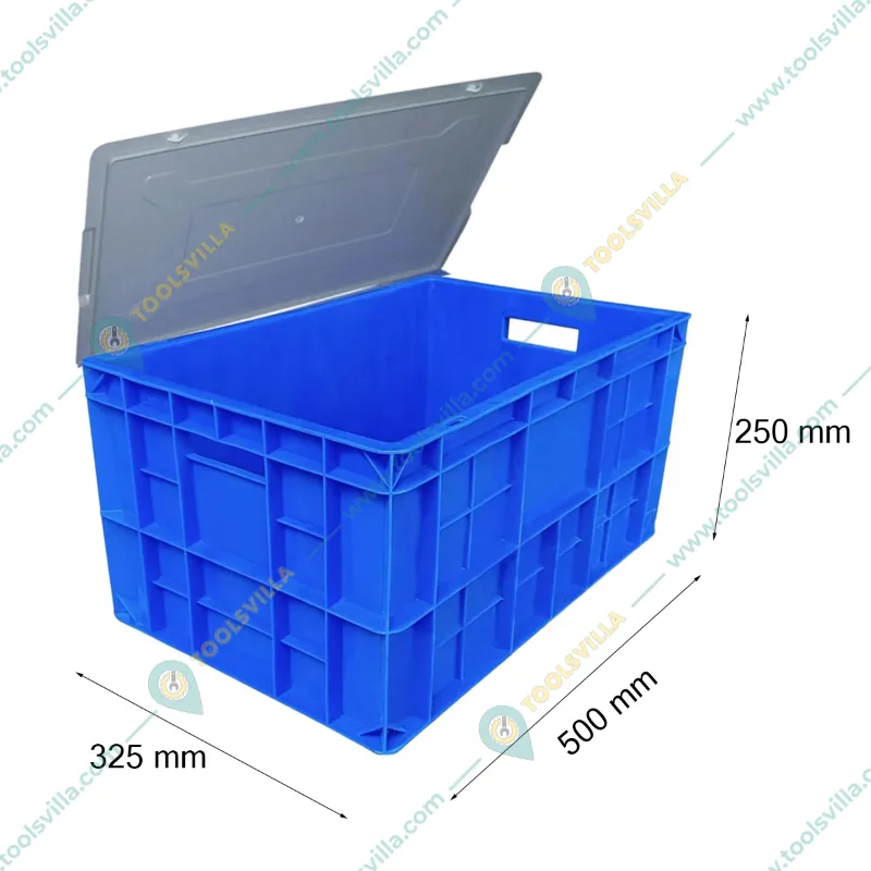 SINGHAL 32 L Plastic Crates with Lid  500x325x250 mm, Pack of 2