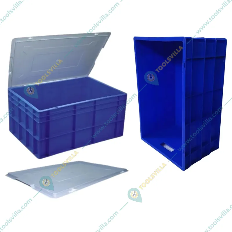 SINGHAL 32 L Plastic Crates with Lid  500x325x250 mm, Pack of 2