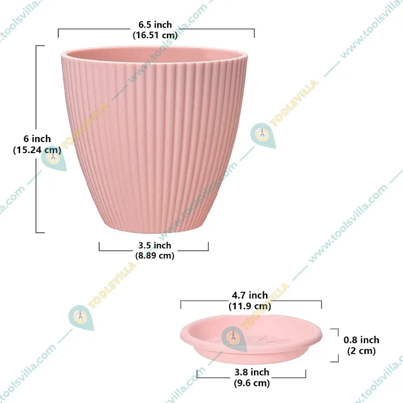 Multicolor Plastic Round Flower Pot with Tray for Home Indoor & Outdoor Gardening Set of 5