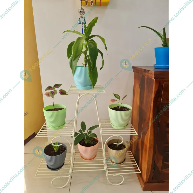Multicolor Plastic Round Flower Pot with Tray for Home Indoor & Outdoor Gardening Set of 5