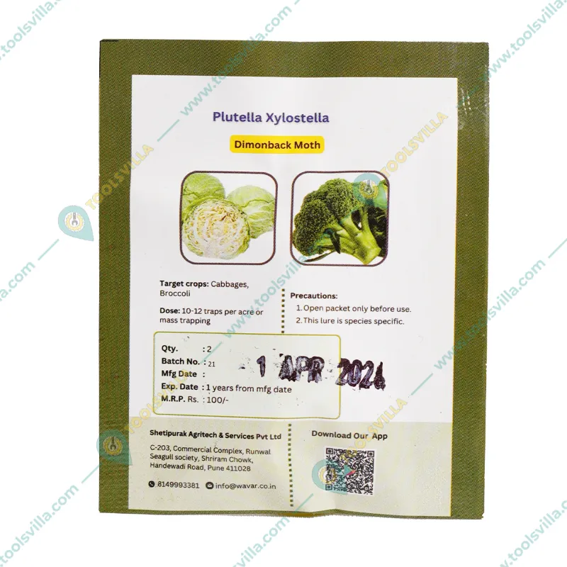 WAVAR Plutella Xylostella Lure (Diamond Back Moth) | 2 Lures  Per Packet(Quantity-5 packets)