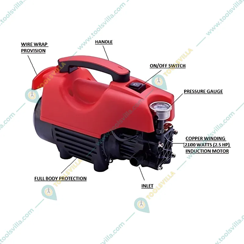 DGK 140 Bar 2100 Watt High Pressure Washer, Auto Cut-Off System, With All Required Accessories