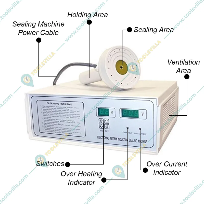 Manual 20-100 mm Electromagnetic Induction Wad Sealing Machine for Foil, Glass, Bottle, Jar, Cap Sealing etc.