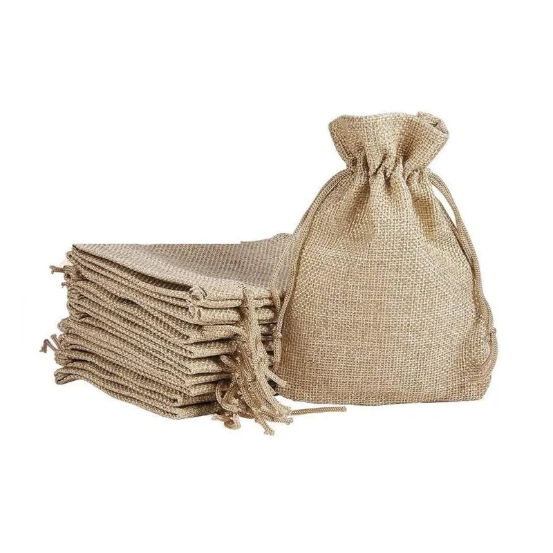 Jute Linen Potli Pouches for Weddings, Parties, Festivals, Travel & Storage | Pack of 10