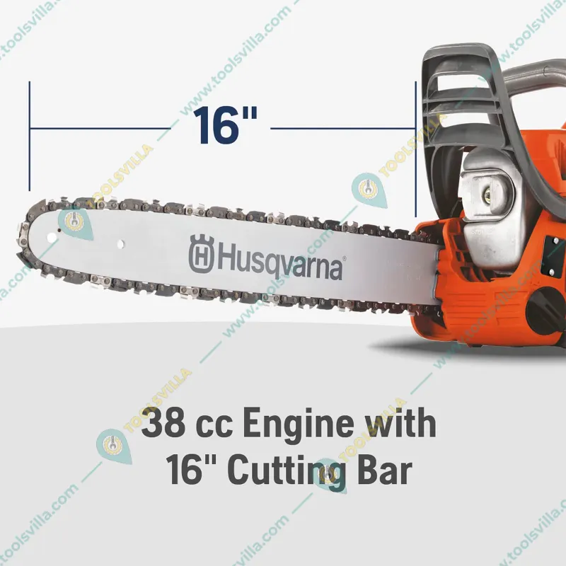 Husqvarna 135 Mark II, 2.1 HP, 38-cc Petrol Chainsaw Machine with 16 inch Guide Bar
