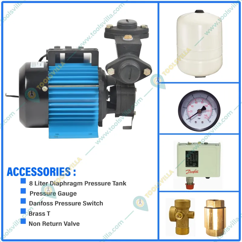 ACCORD(PBP 60) 0.5HP 1Ph Copper Winding Pressure Booster Pump With 8L Tank, Suitable For 1 Bathroom - 1 Year Warranty