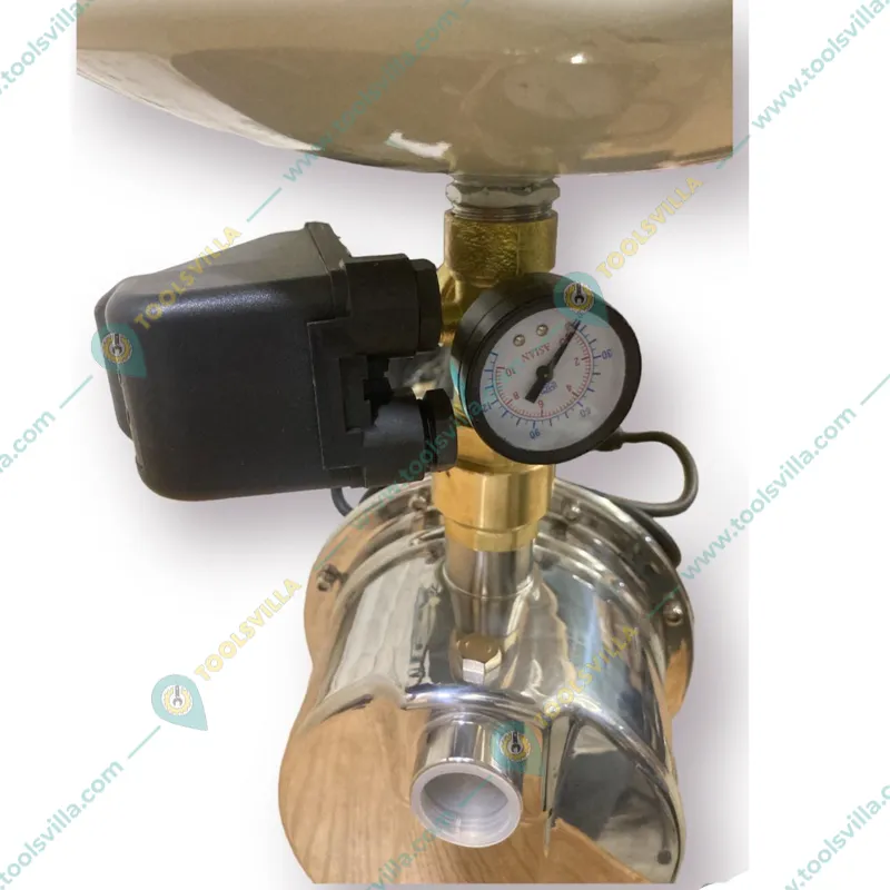 MEDAS 0.75Hp 1Ph Copper Winding Booster Pump With 24 Liter Tank, 35m Max Head For 4 Bathroom, 2 Kitchen, 1 Pantry