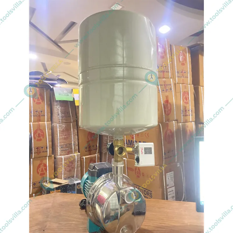 MEDAS 0.75Hp 1Ph Copper Winding Booster Pump With 24 Liter Tank, 35m Max Head For 4 Bathroom, 2 Kitchen, 1 Pantry