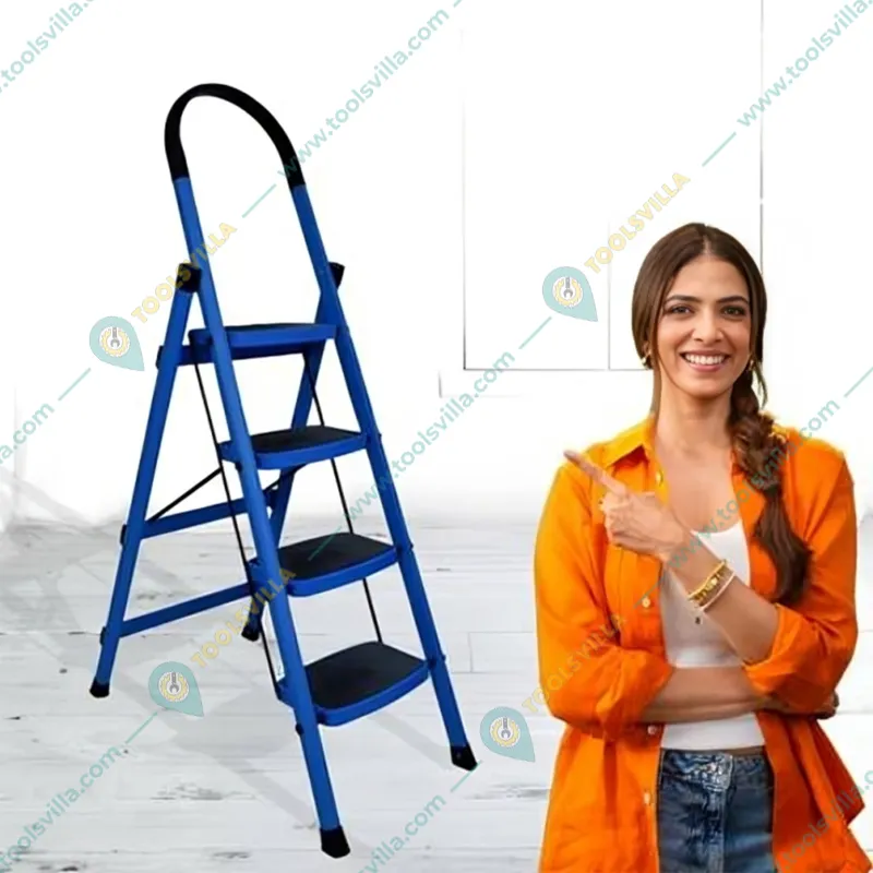 ProHome 4 Step Vetro Foldable Steel Ladder, 150kg Capacity with Anti Slip Shoe Steel Ladder (With Platform) - 5 Years Warranty